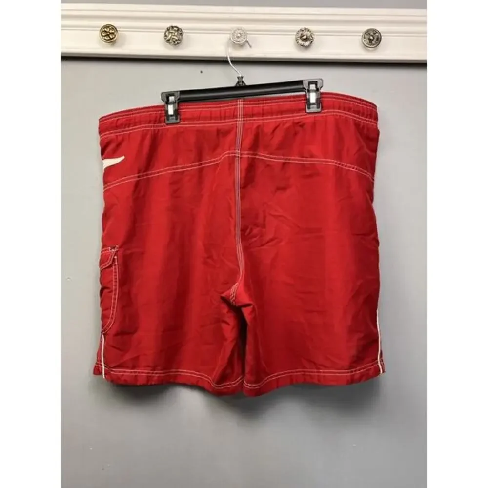 Speedo Swim‎ Trunks Mens Size Large Red Side Pockets Drawstring Classic